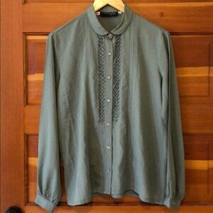 Vintage Givenchy Peter Pan collar boxy relaxed poet equestrian romantic blouse